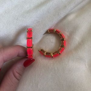 Neon pink Kate spade hoops